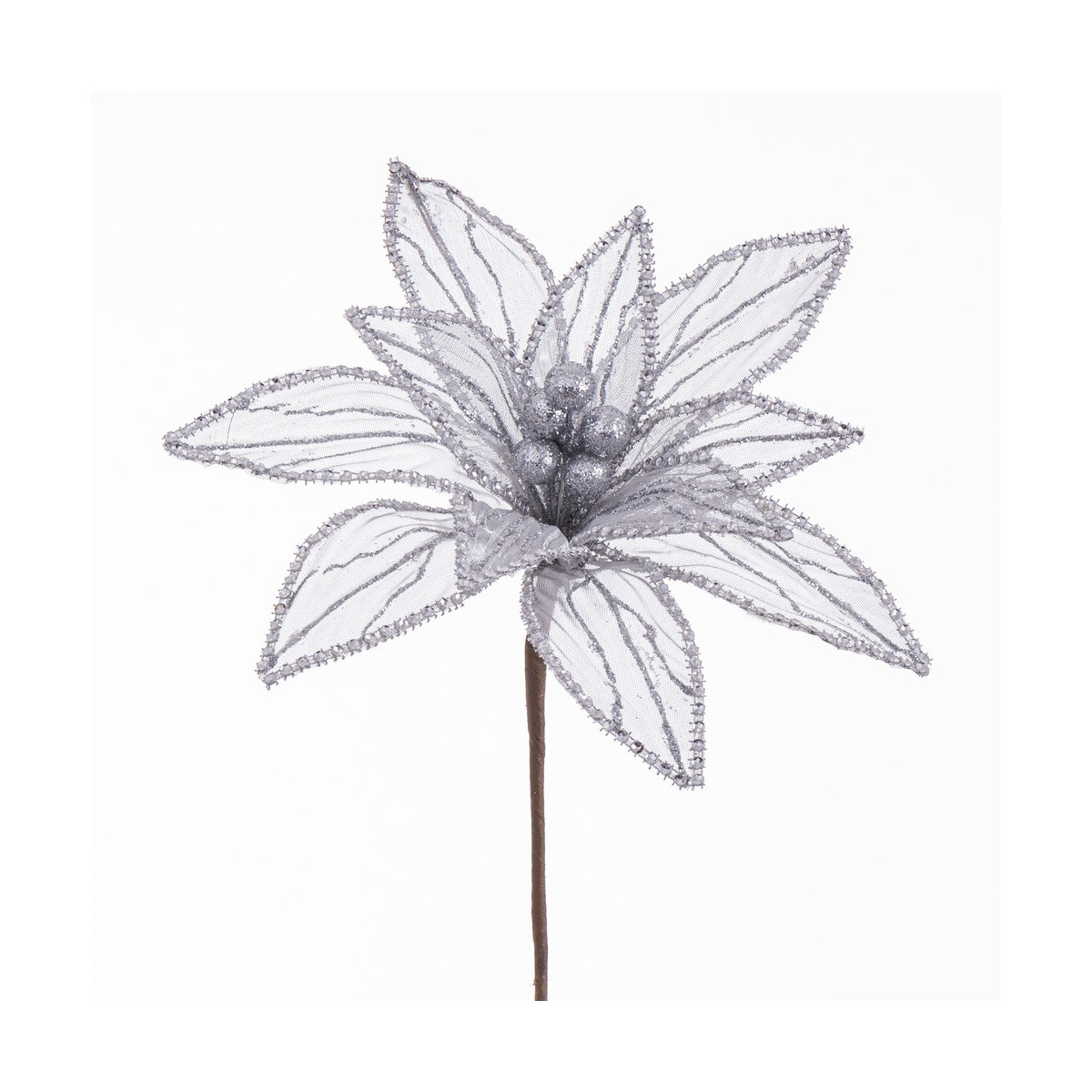 Flor poinsettia tejido plata 25 x 65 cm