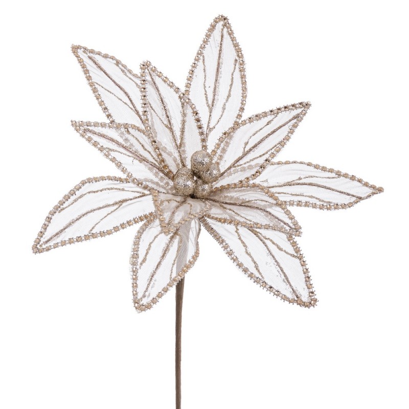 Flor ''poinsettia'' Tejido Champán 25 X 65 Cm Flor ''poinsettia'' Tejido Champán 25 X 65 Cm