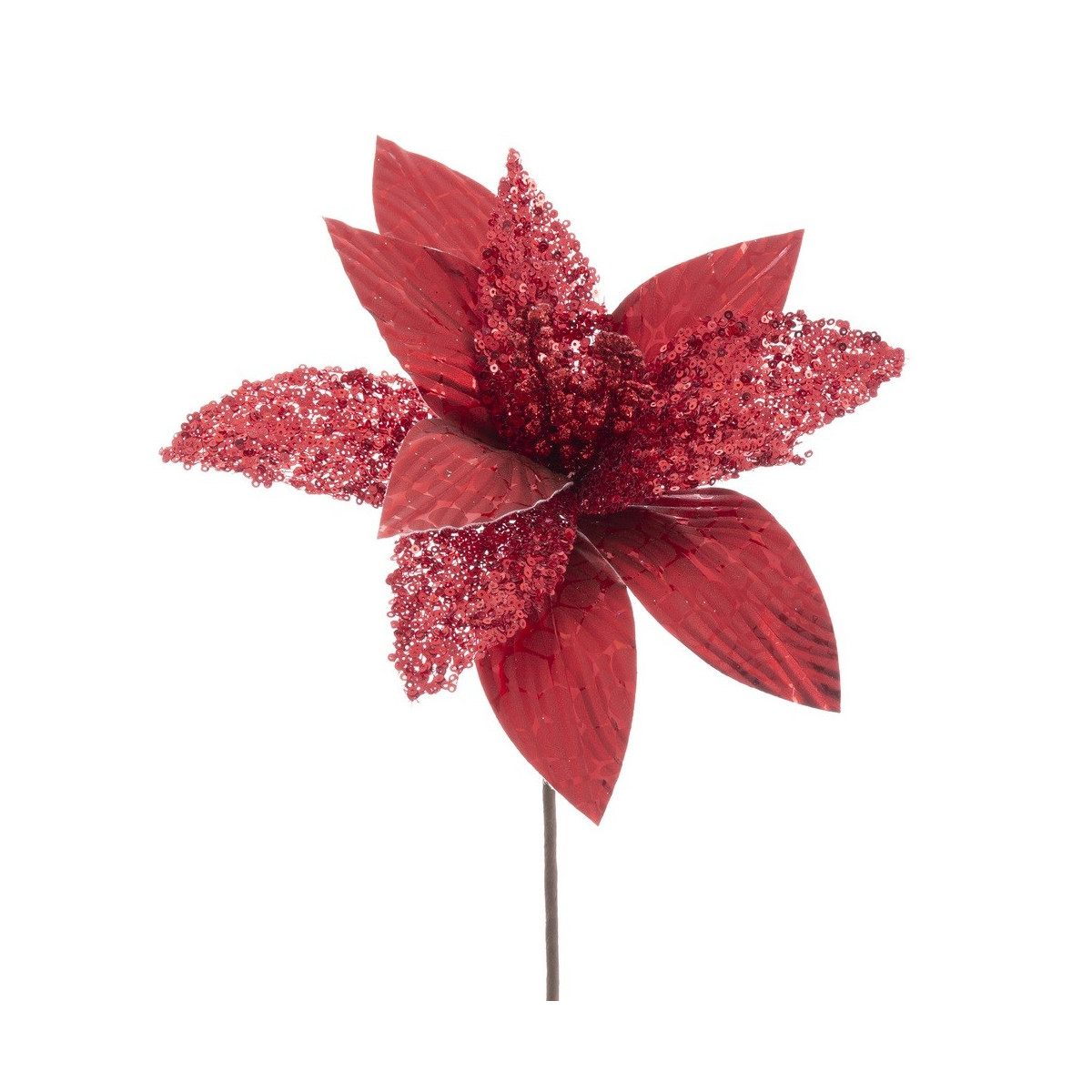 Flor poinsettia tejido rojo 25 x 65 cm