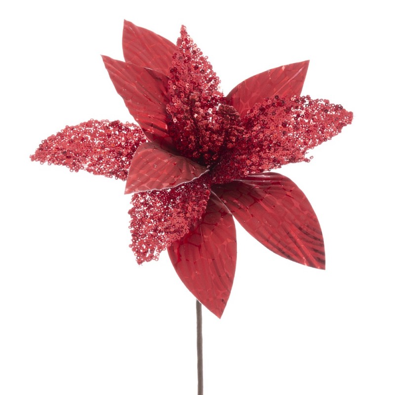 Flor poinsettia tejido rojo 25 x 65 cm