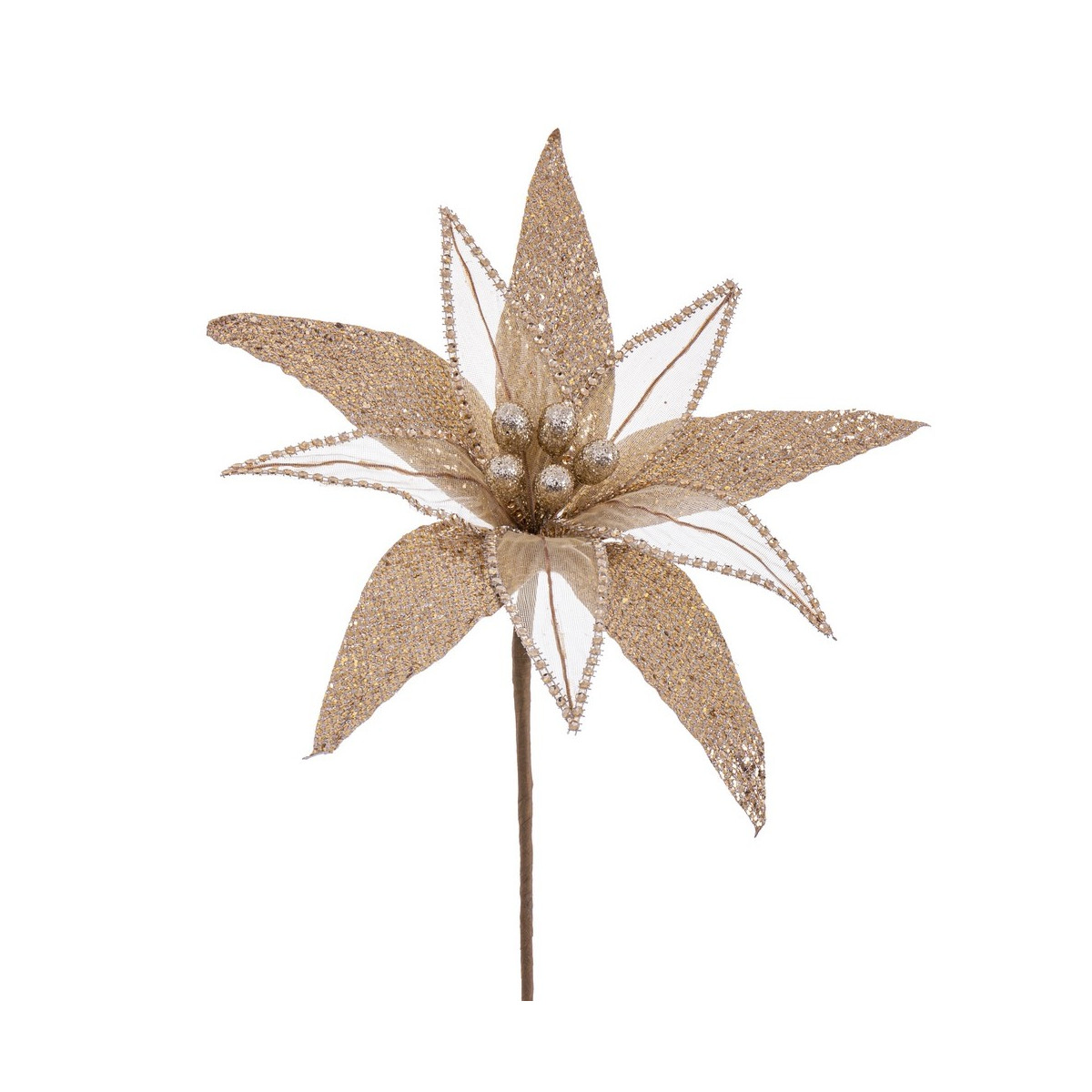 Flor poinsettia tejido champán 30 x 65 cm