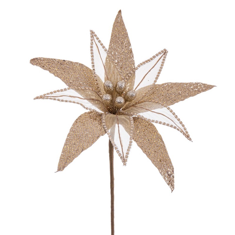 Flor ''poinsettia'' Tejido Champán 30 X 65 Cm Flor ''poinsettia'' Tejido Champán 30 X 65 Cm