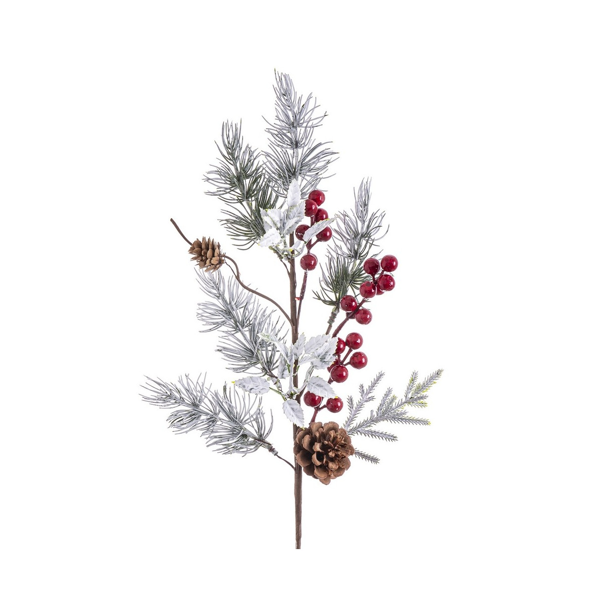 Rama acebo nieve rojo 60 cm