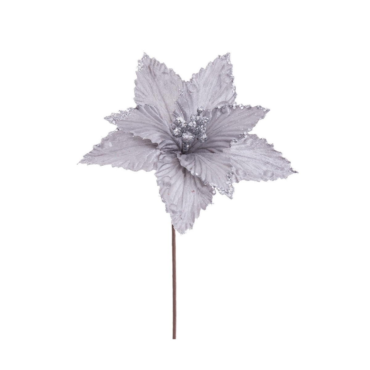 Poinsettia tejido plata 20 x 40 cm