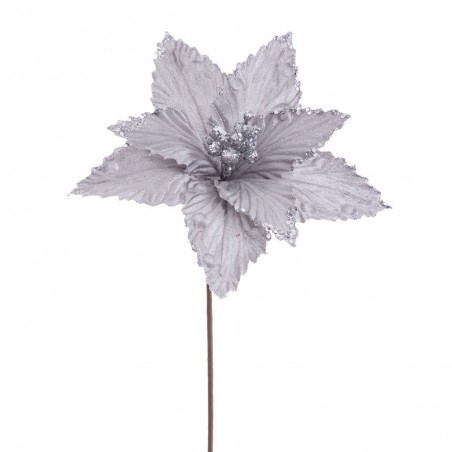 Poinsettia tejido plata 20 x 40 cm