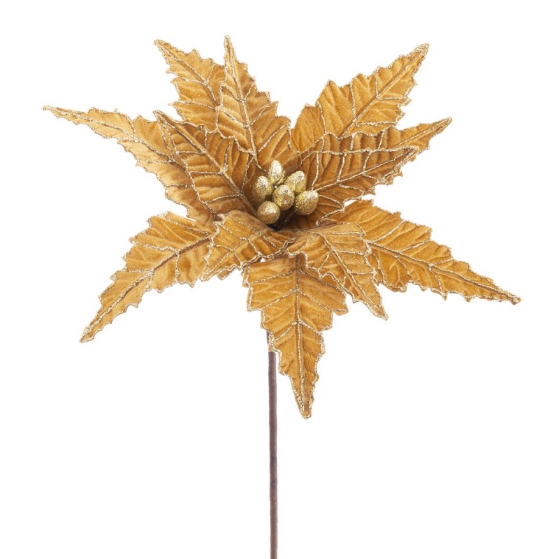 Flor ''poinsettia'' Tejido Oro 35 X 58 Cm Flor ''poinsettia'' Tejido Oro 35 X 58 Cm