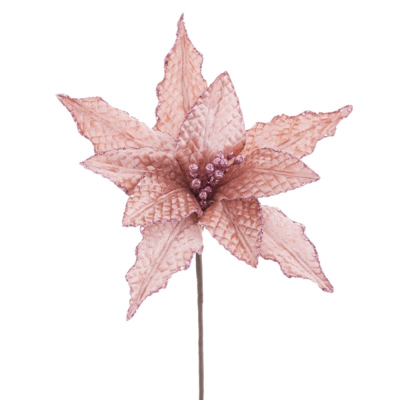 Flor poinsettia tejido rosa 25 x 47 cm