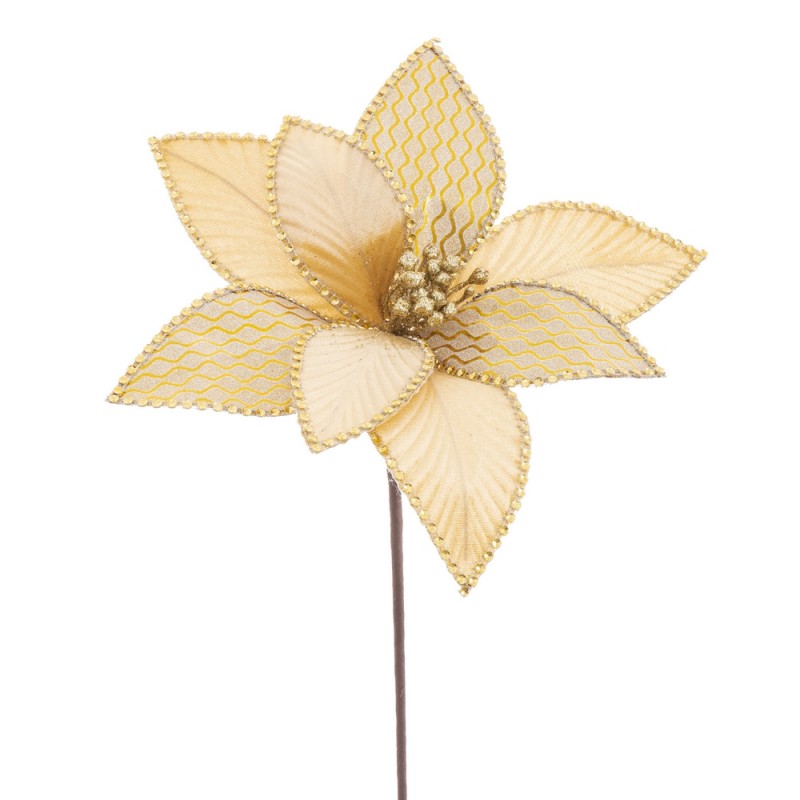 Flor ''poinsettia'' Tejido Oro 25 X 55 Cm Flor ''poinsettia'' Tejido Oro 25 X 55 Cm