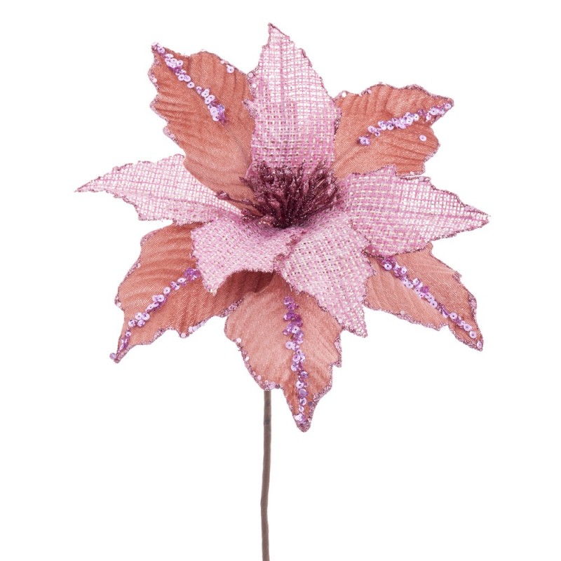 Flor poinsettia tejido rosa 28 x 44 cm