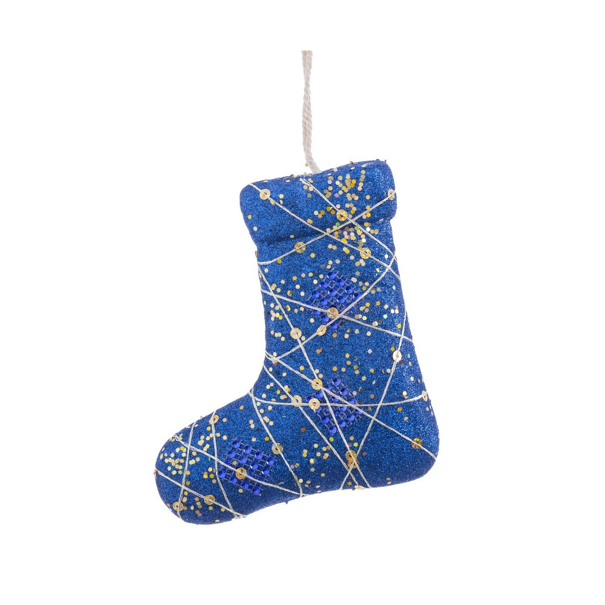 Colgante bota polyfoam azul oro 13 x 15 cm
