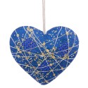 Colgante corazón polyfoam azul oro 13 cm