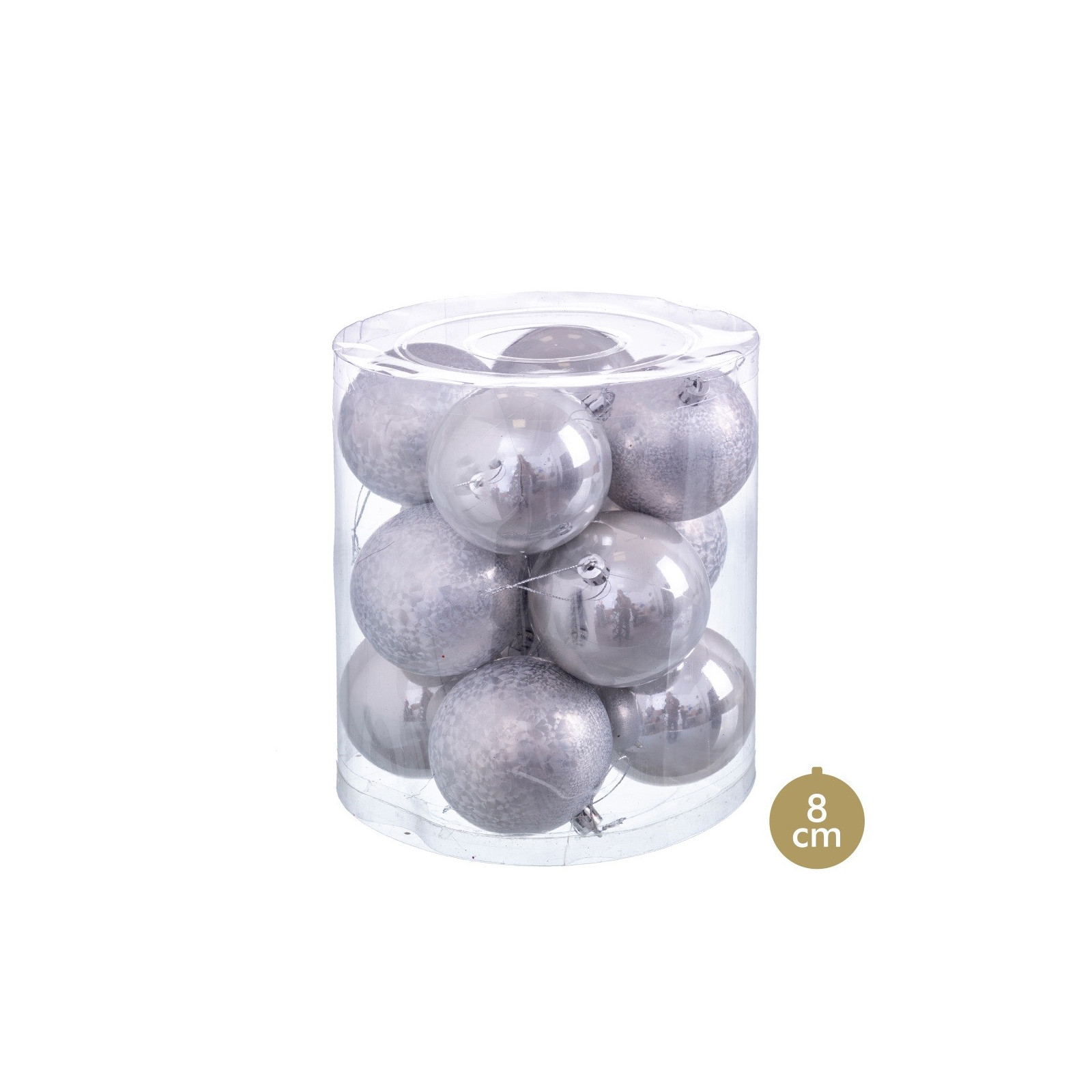 S 12 bolas plata 8 x 8 x 8 cm