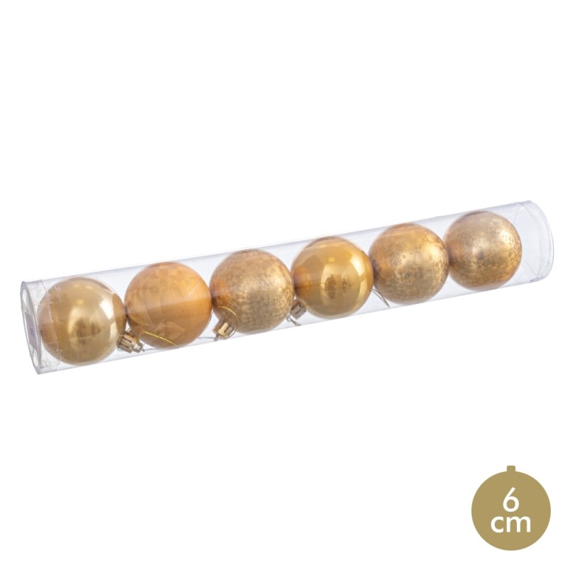 S 6 bolas oro 6 x 6 x 6 cm