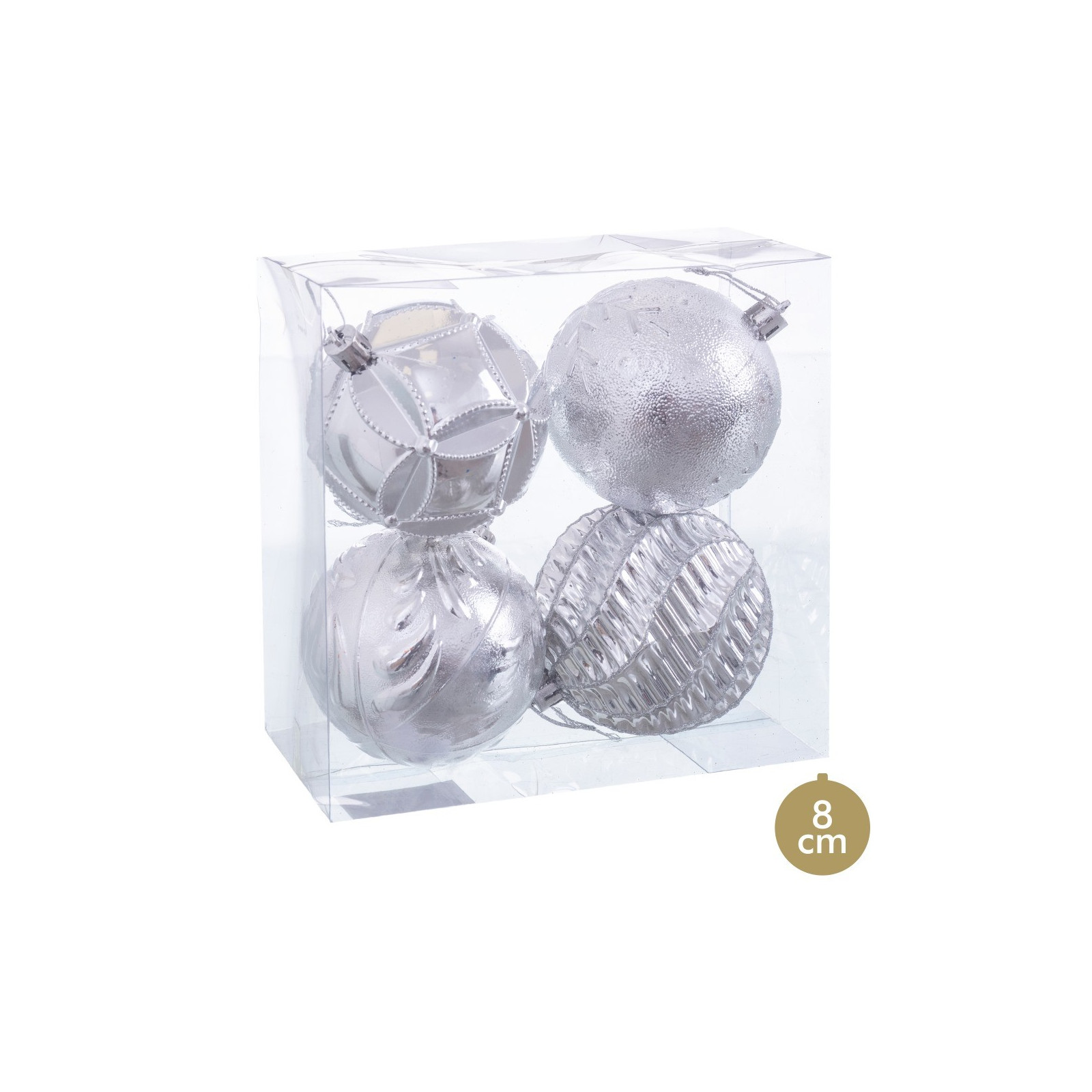 S 4 bolas plata 8 x 8 x 8 cm