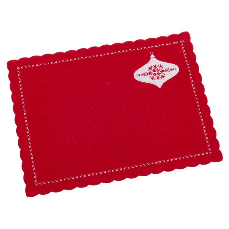 Salvamantel Bordado Fieltro Rojo 40 X 30 X 0,30 Cm Salvamantel Bordado Fieltro Rojo 40 X 30 X 0,30 Cm
