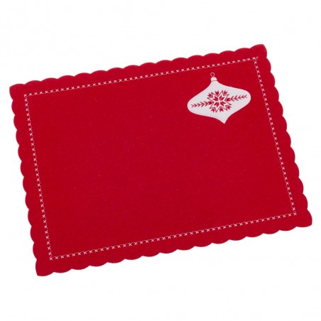 Salvamantel Bordado Fieltro Rojo 40 X 30 X 0,30 Cm