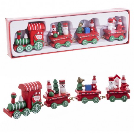 Tren Locomotora + 3 Vagones Madera 25,50 X 7,50 X 3 Cm