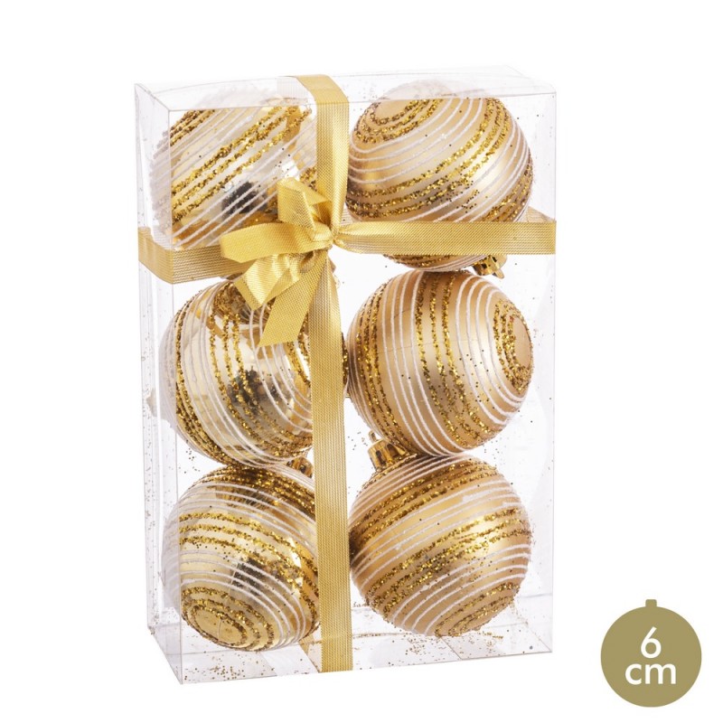 S 6 Bolas Espiral Oro 6 X 6 X 6 Cm S 6 Bolas Espiral Oro 6 X 6 X 6 Cm