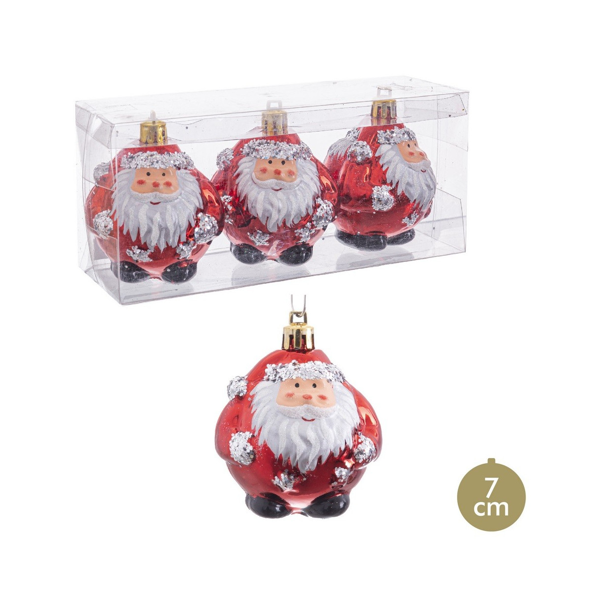 S 3 bolas papá noel rojo 7 x 7 x 7 cm