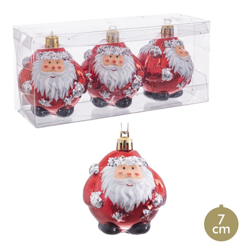 S 3 bolas papá noel rojo 7 x 7 x 7 cm