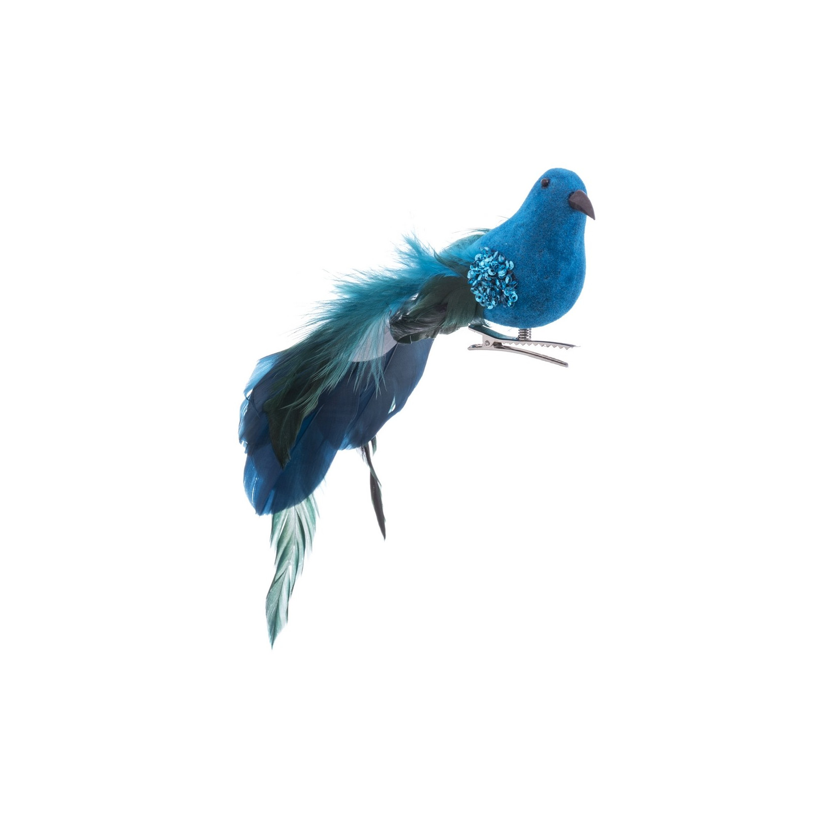 Pájaro plumas poliresina azul 23 x 5 x 6 cm
