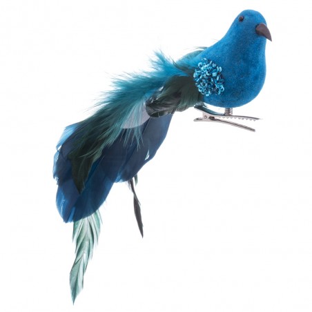 Pájaro Plumas Poliresina Azul 23 X 5 X 6 Cm