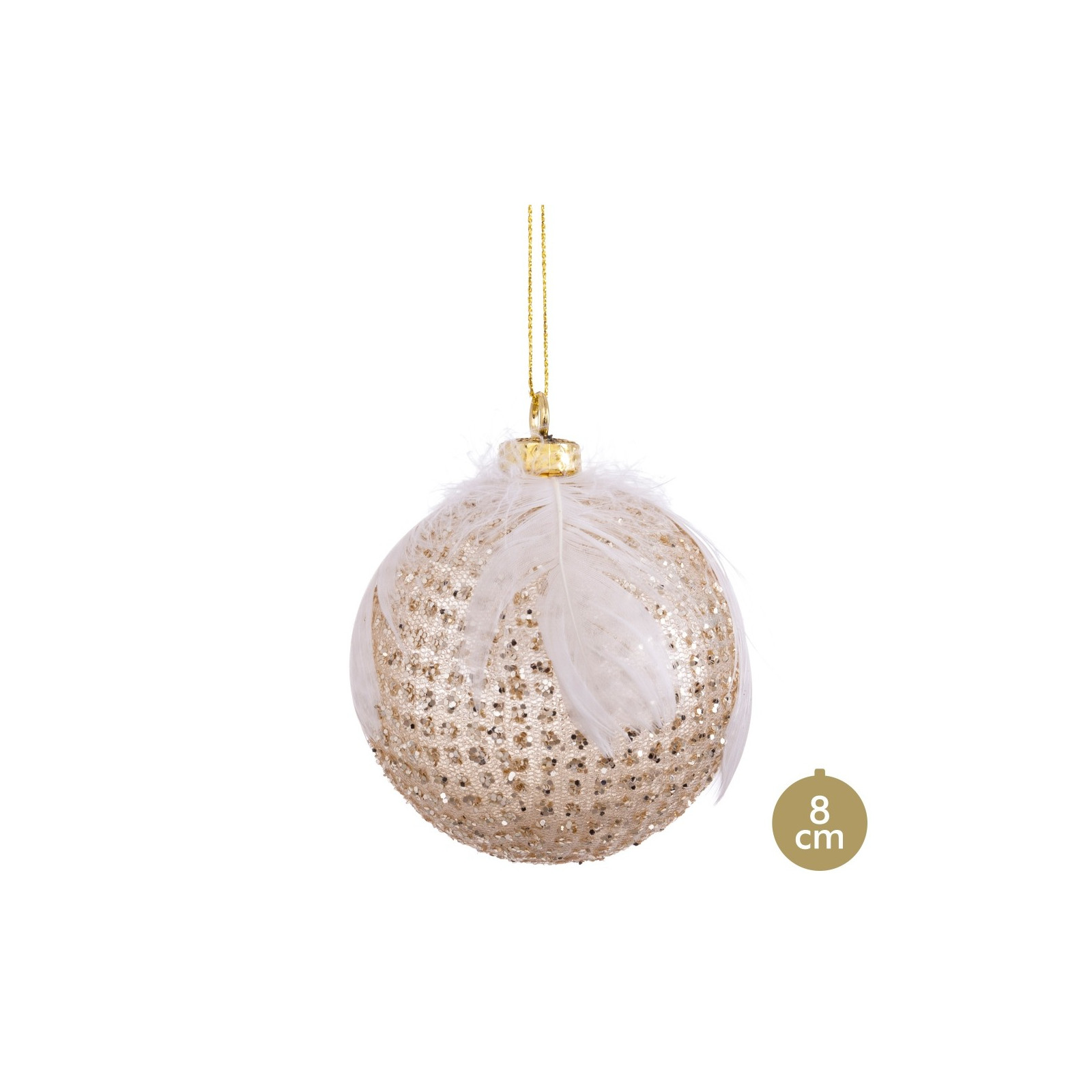 Bola decorada pluma 8 x 8 x 8 cm