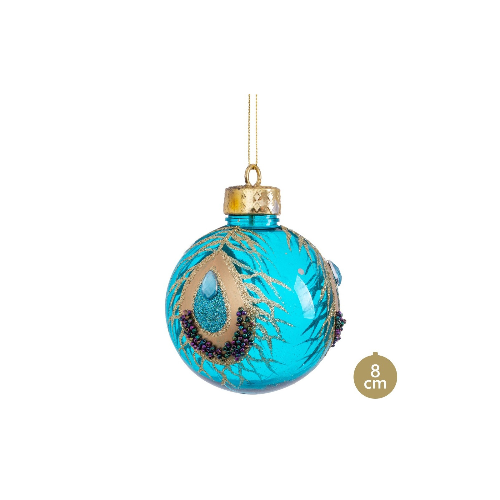 Bola decorada turquesa 8 x 8 x 8 cm