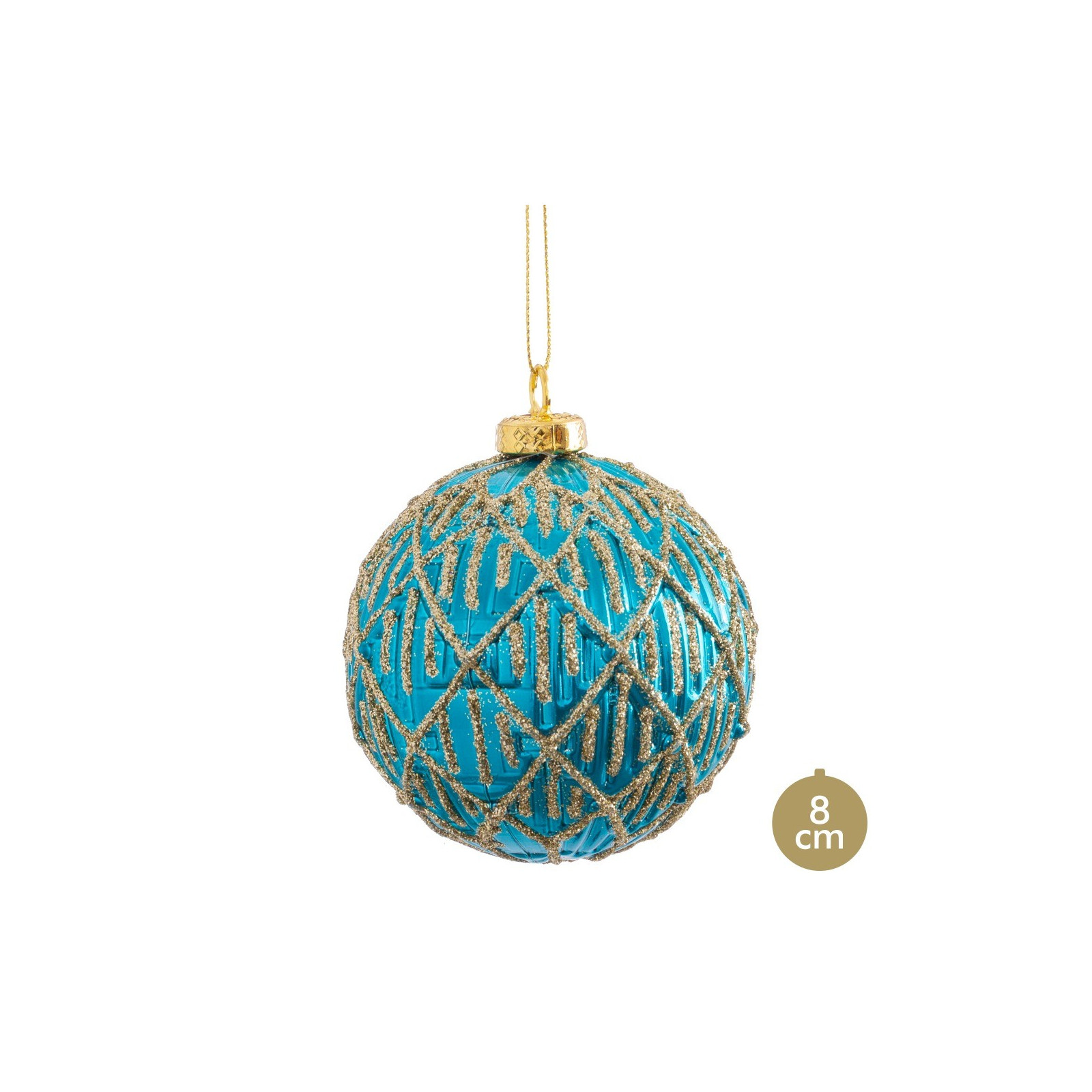 Bola decorada turquesa 8 x 8 x 8 cm
