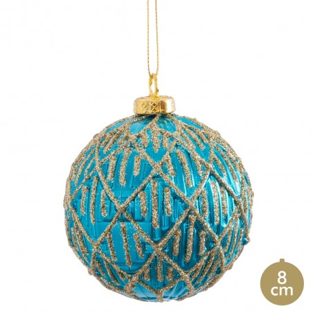 Bola Decorada Turquesa 8 X 8 X 8 Cm