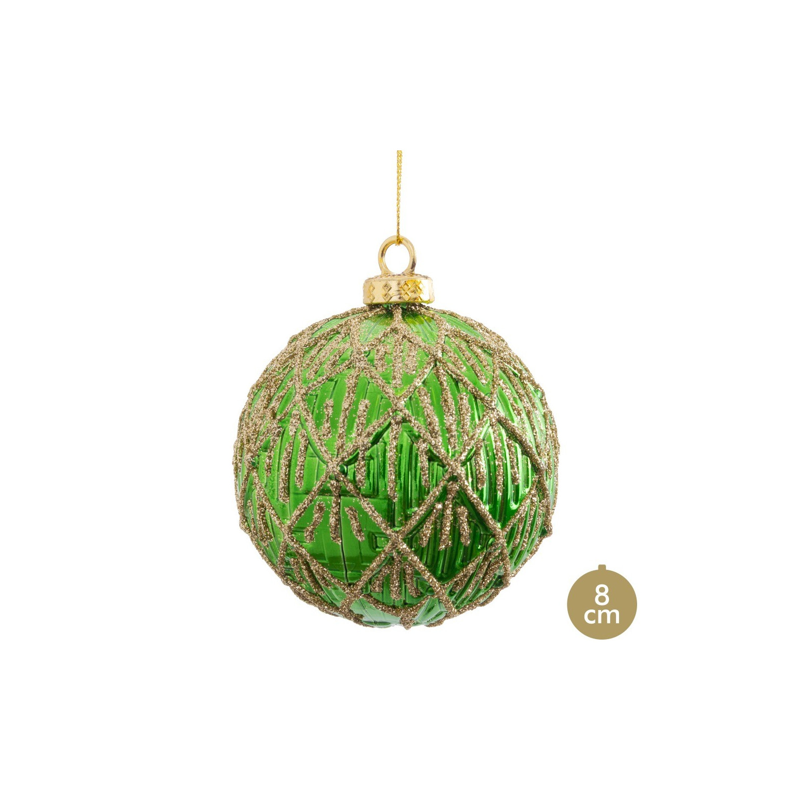 Bola decorada verde 8 x 8 x 8 cm
