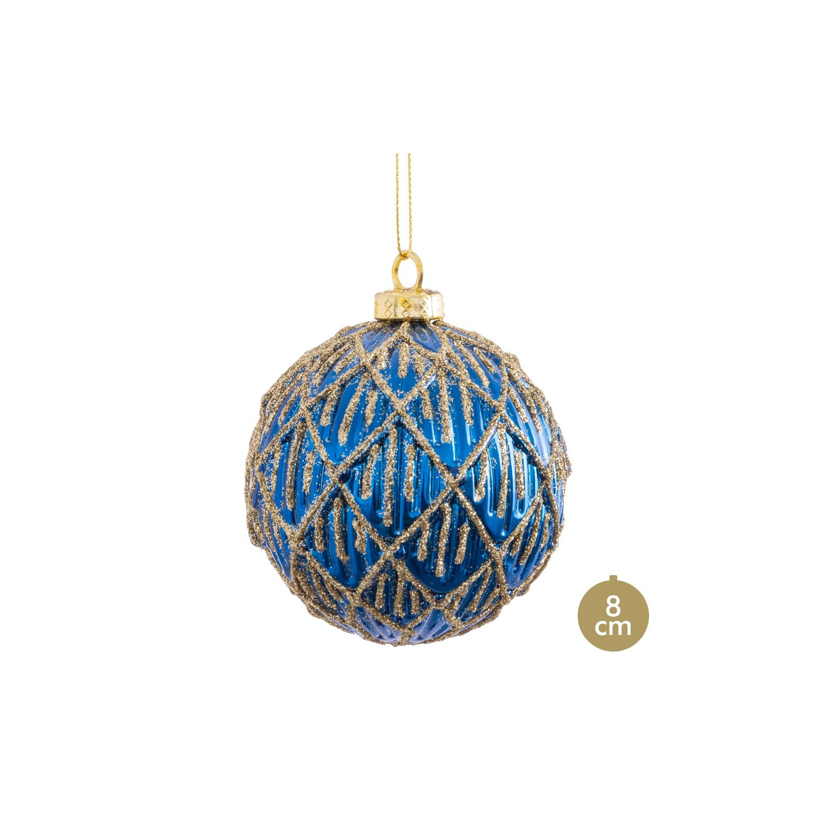 Bola decorada azul 8 x 8 x 8 cm