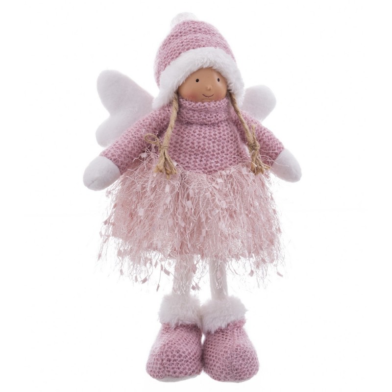 ángel De Pie Tejido Rosa 20 X 12 X 33 Cm ángel De Pie Tejido Rosa 20 X 12 X 33 Cm