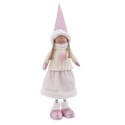 Muñeca niña de pie tejido rosa 22 x 11 x 62 cm