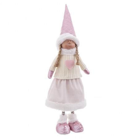 Muñeca Niña De Pie Tejido Rosa 22 X 11 X 62 Cm