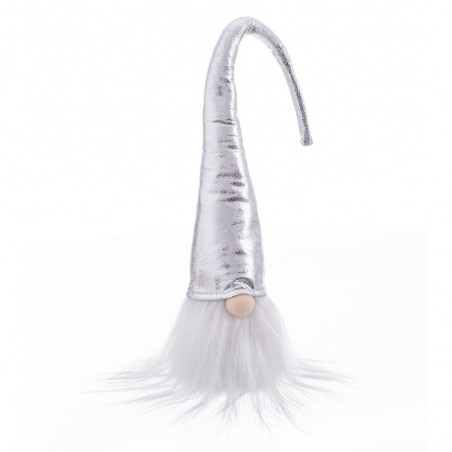 Papá noel sentado tejido plata 10 x 10 x 48 cm