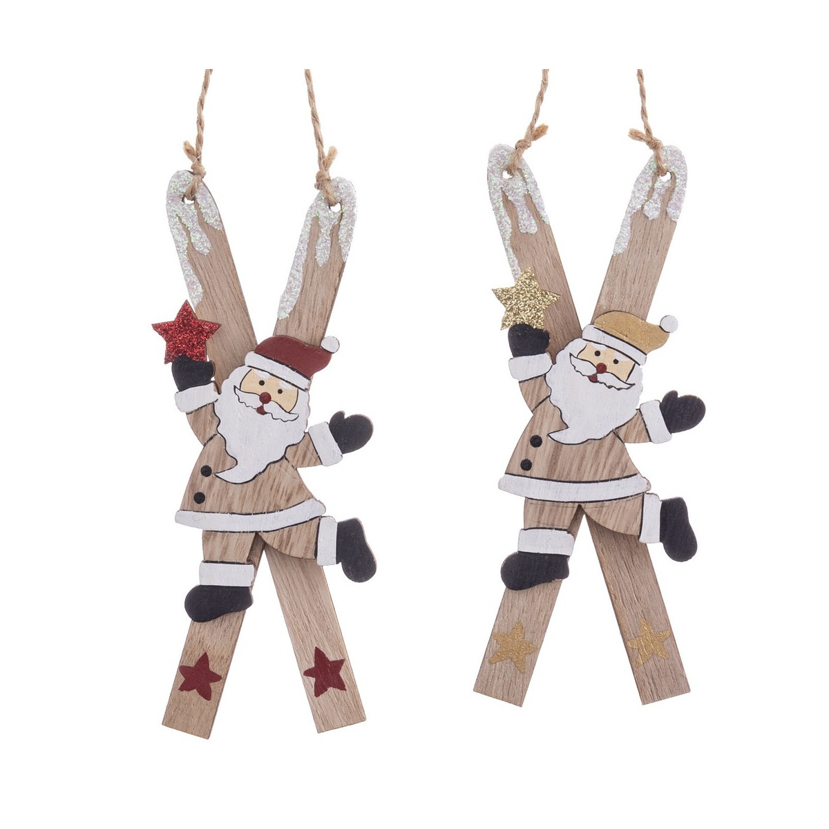 Colgante esquís papá noel madera 2 c 0 90 x 15 x 5 cm