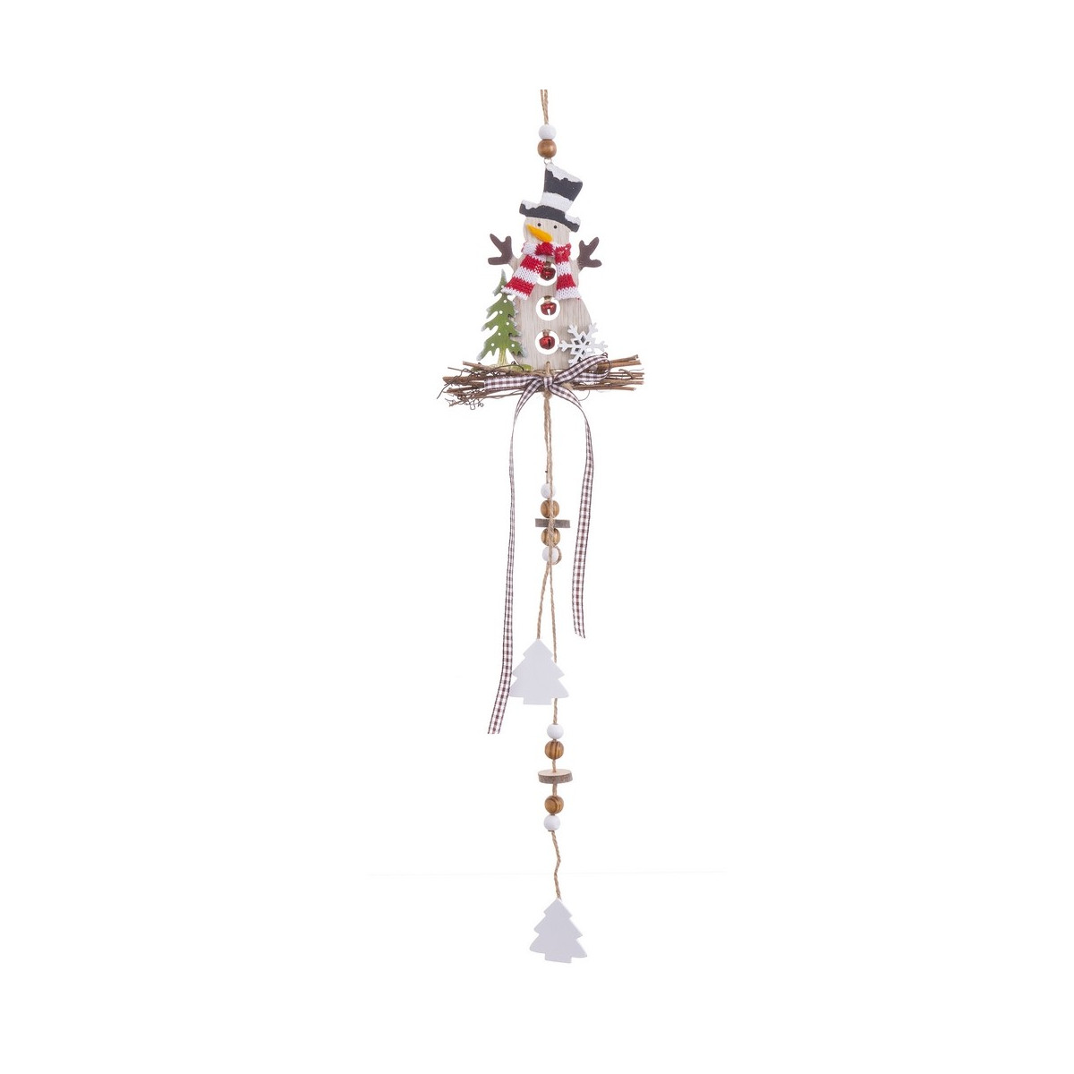 Guirnalda muñeco nieve madera 58 x 12 cm
