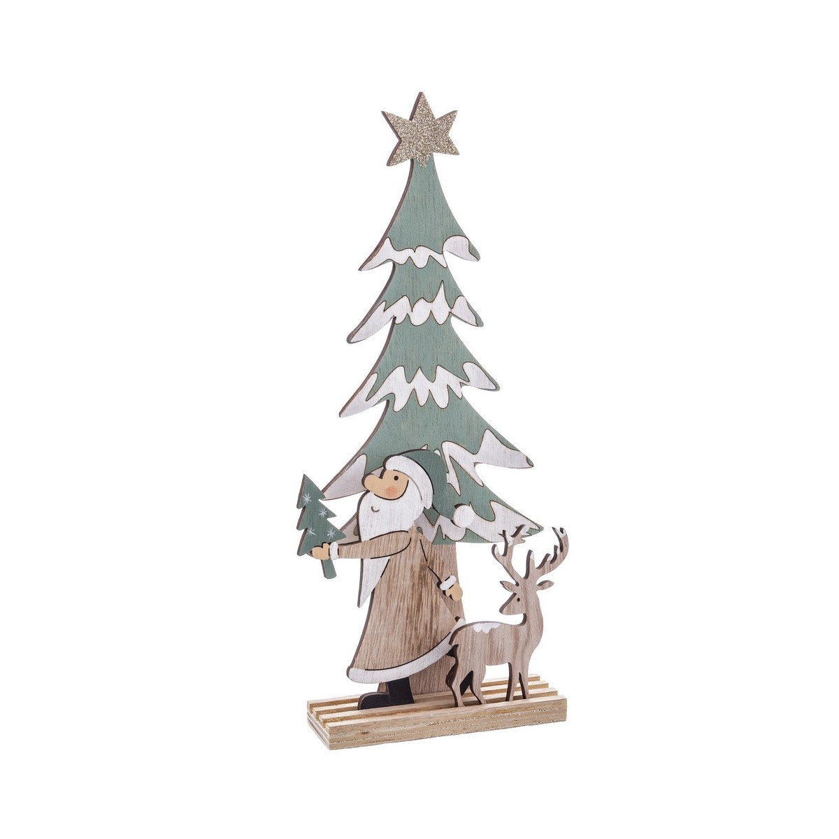 Peana árbol papá noel madera 12 x 30 cm