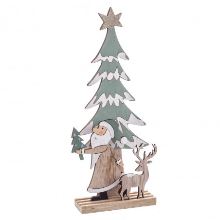 Peana árbol Papá Noel Madera 12 X 30 Cm
