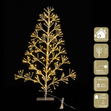árbol 296 Luces Led Oro Figura Enchufe 90 Cm
