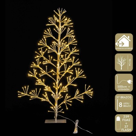 árbol 296 luces led oro figura enchufe 90 cm