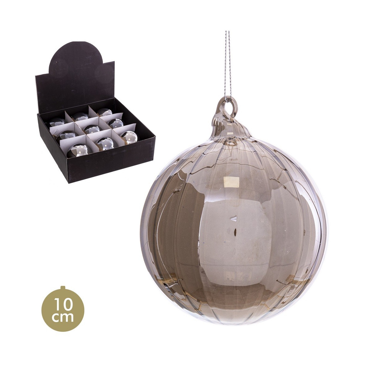 Bola vidrio gris 10 x 10 x 10 cm