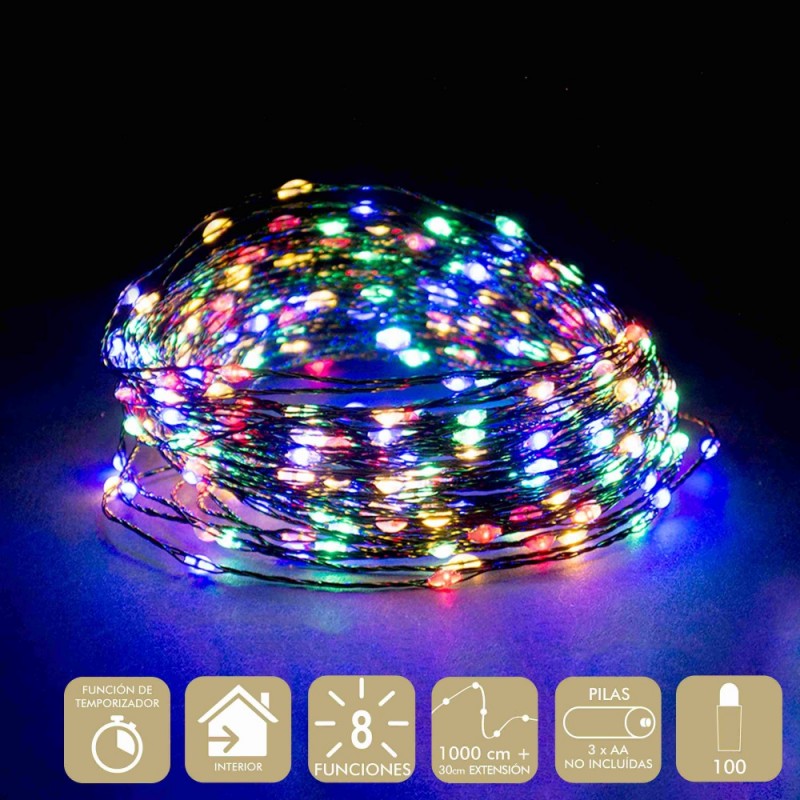 100 micro led 8 funciones multicolor