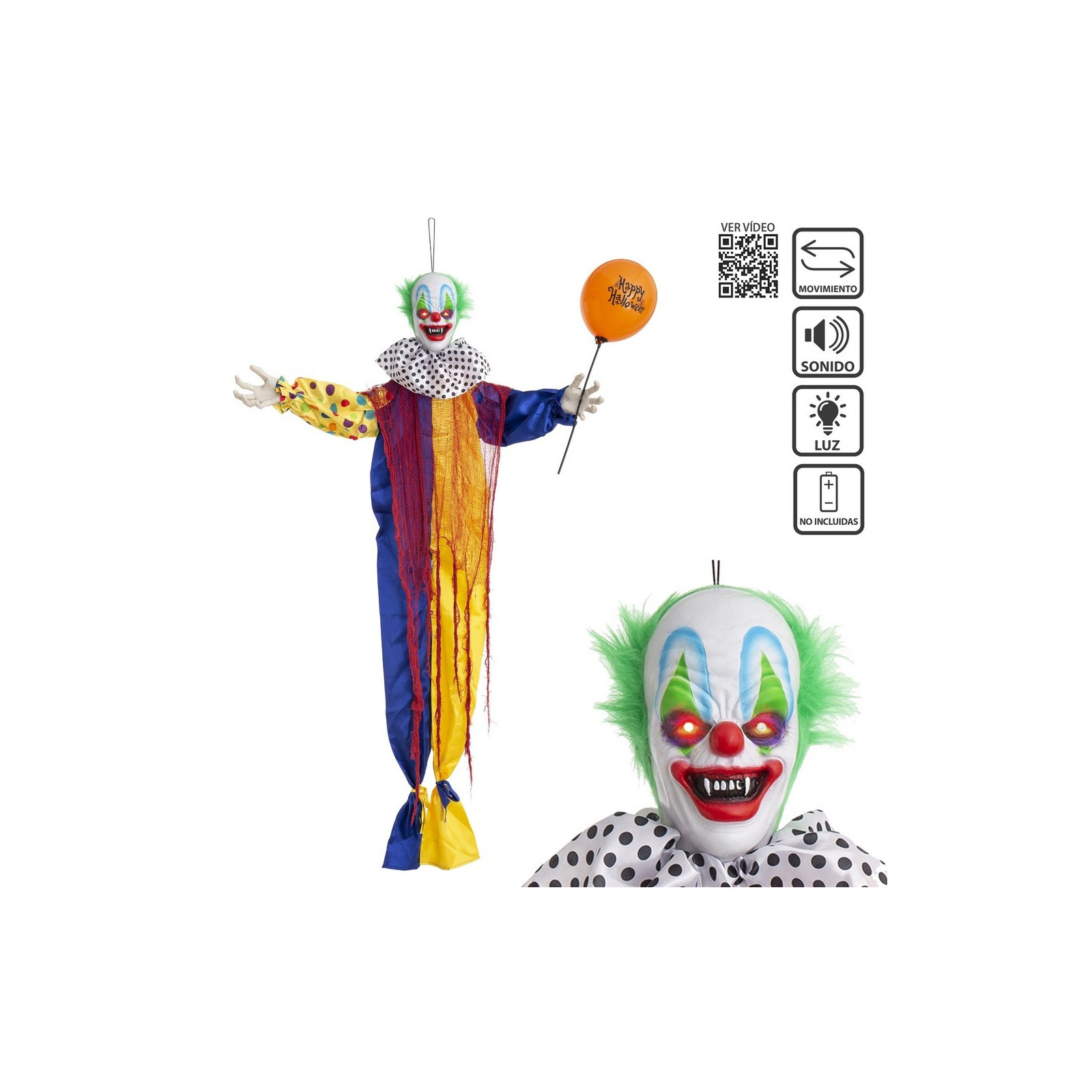 Payaso luz sonido y movimiento 120 x 20 x 170 cm