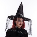 Sombrero De Bruja Lunares Negro 45 X 45 X 36 Cm