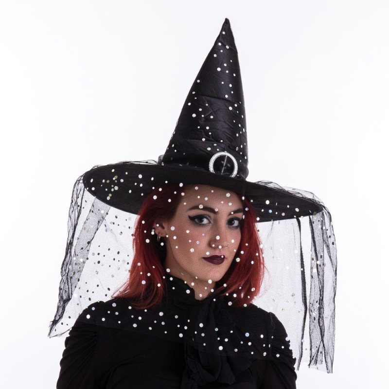 Sombrero De Bruja Lunares Negro 45 X 45 X 36 Cm Sombrero De Bruja Lunares Negro 45 X 45 X 36 Cm
