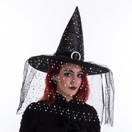 Sombrero De Bruja Lunares Negro 45 X 45 X 36 Cm