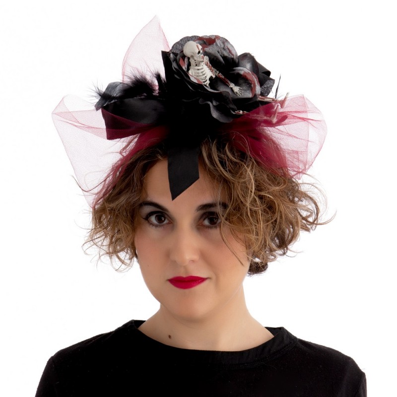 Diadema Flor Negro Rojo 21 X 10 X 25 Cm Diadema Flor Negro Rojo 21 X 10 X 25 Cm