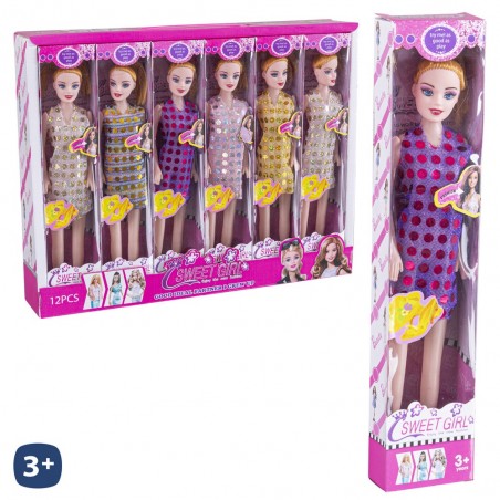 Muñeca Maniquí Vestido Lentejuelas 6 C 29 Cm
